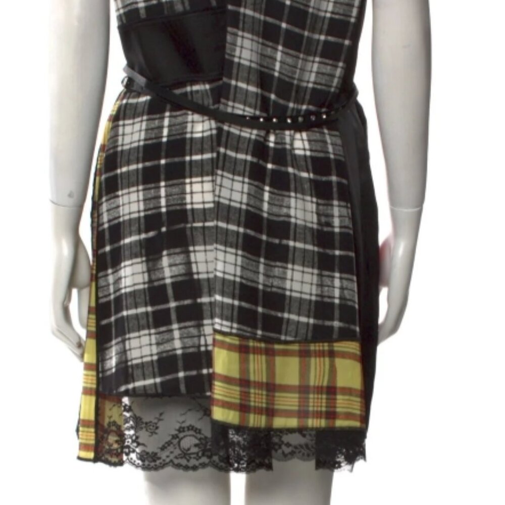 Marc Jacobs Lace-trimmed Plaid Silk-chiffon Mini Dress in White/Multi XS $839 - Picture 7 of 7
